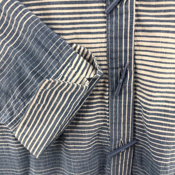 Ali Miles Shirt Womens Extra Large Blue Striped Button Collar Long Sleeve Casual - Picture 5 of 11
